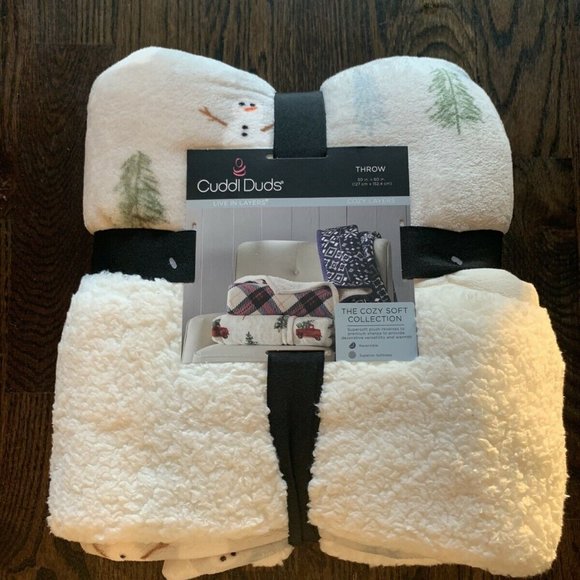 Cuddl Duds Bedding New Cuddl Duds Cozy Snowman Sherpa Throw Poshmark